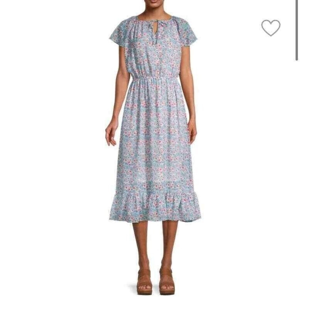 Love Ady Blue Floral Print Midi Dress Size Small-NWT
